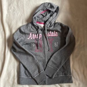 Grey Aeropostale zip up hoodie, size small